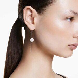 Swarovski Sublima drop earrings White, Rhodium plated